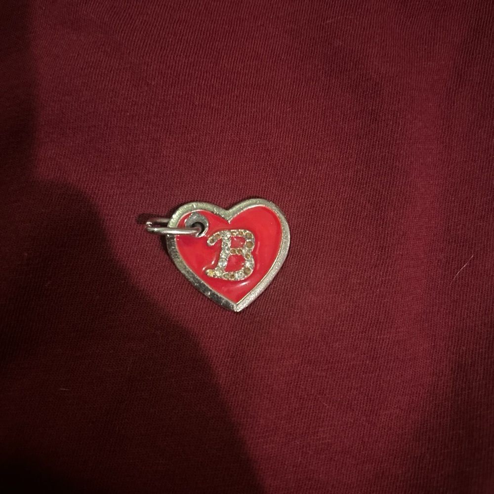 Red Heart Pendant with Silver Initial
